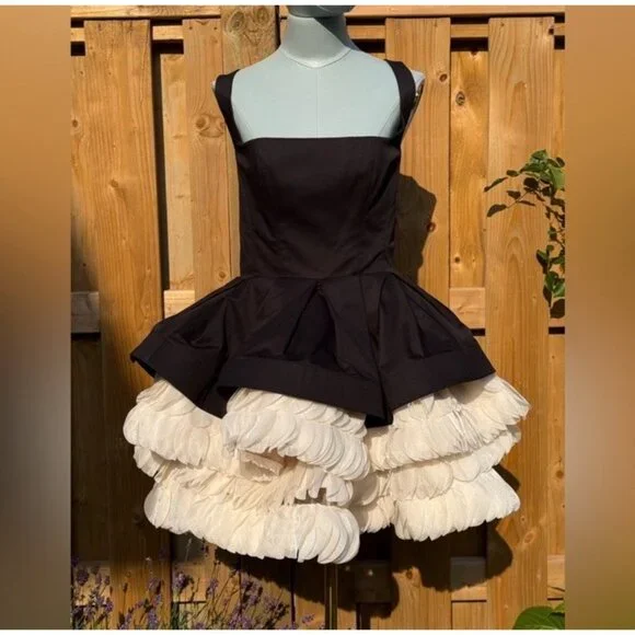 Bronx and Banco Catalina Mini Dress in Black & Beige - Picture 5 of 8